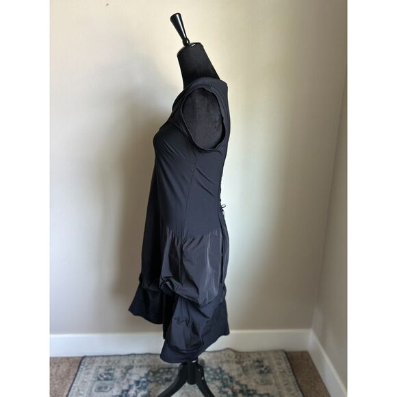 SUN LIGHT Women's Black Taffeta Bubble Hem Parachute Midi Tank Dress Size 2 - Picture 6 of 8